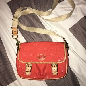 Neon orange coach crossbody purse